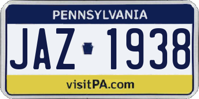 PA license plate JAZ1938