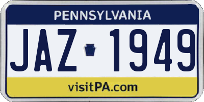 PA license plate JAZ1949