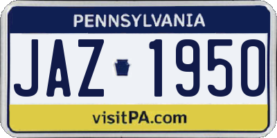 PA license plate JAZ1950