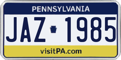 PA license plate JAZ1985