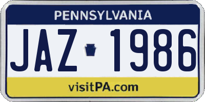 PA license plate JAZ1986