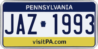 PA license plate JAZ1993