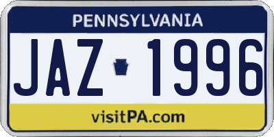PA license plate JAZ1996