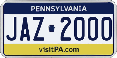 PA license plate JAZ2000