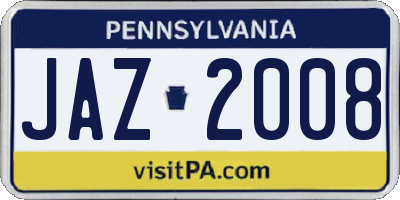 PA license plate JAZ2008