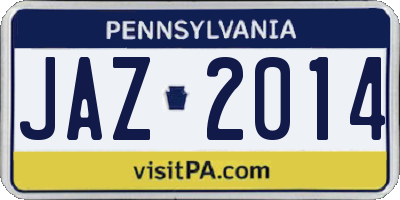 PA license plate JAZ2014