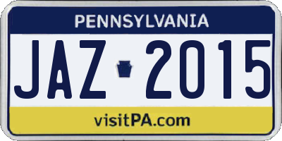 PA license plate JAZ2015
