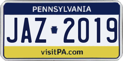PA license plate JAZ2019