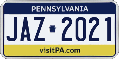 PA license plate JAZ2021