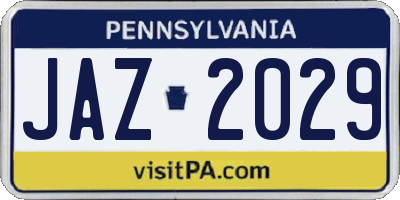 PA license plate JAZ2029