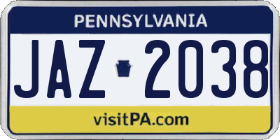 PA license plate JAZ2038