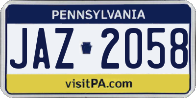 PA license plate JAZ2058