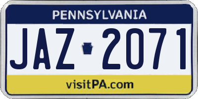 PA license plate JAZ2071