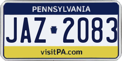 PA license plate JAZ2083