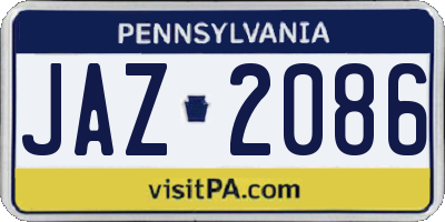 PA license plate JAZ2086