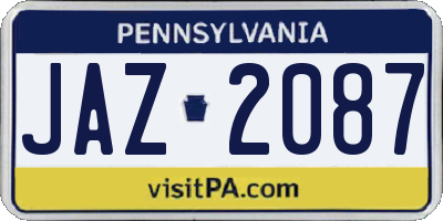 PA license plate JAZ2087