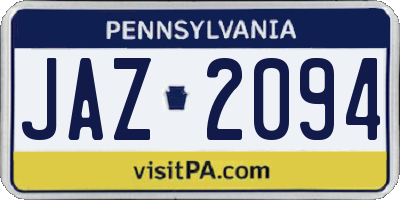 PA license plate JAZ2094