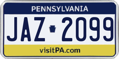PA license plate JAZ2099