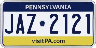 PA license plate JAZ2121