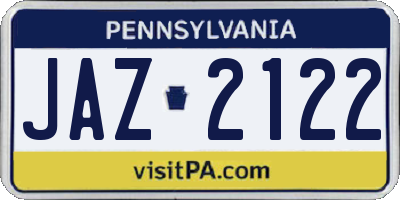 PA license plate JAZ2122