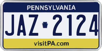 PA license plate JAZ2124