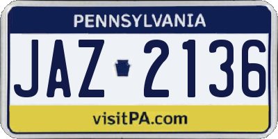 PA license plate JAZ2136
