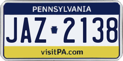 PA license plate JAZ2138
