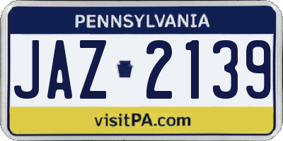 PA license plate JAZ2139