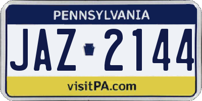 PA license plate JAZ2144