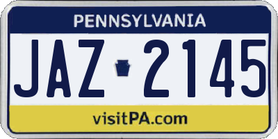 PA license plate JAZ2145
