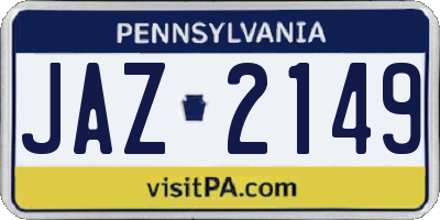PA license plate JAZ2149