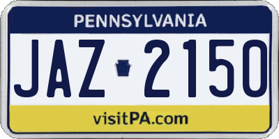 PA license plate JAZ2150
