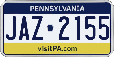 PA license plate JAZ2155