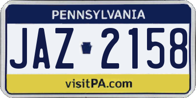 PA license plate JAZ2158