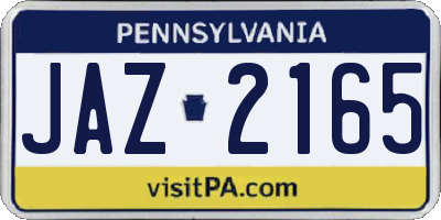 PA license plate JAZ2165