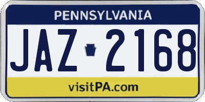 PA license plate JAZ2168
