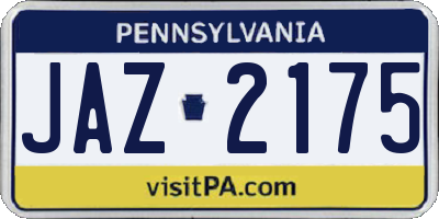 PA license plate JAZ2175