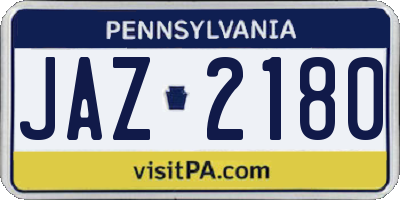 PA license plate JAZ2180