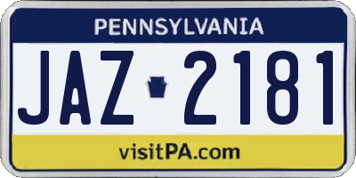 PA license plate JAZ2181