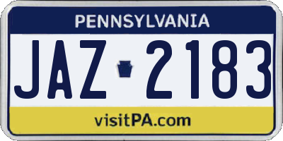 PA license plate JAZ2183