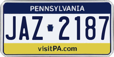 PA license plate JAZ2187