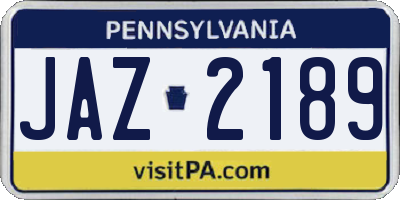 PA license plate JAZ2189