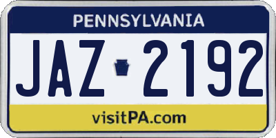 PA license plate JAZ2192