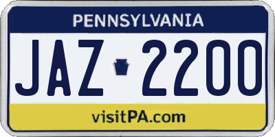PA license plate JAZ2200