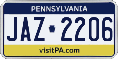 PA license plate JAZ2206