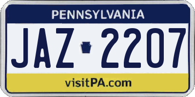 PA license plate JAZ2207
