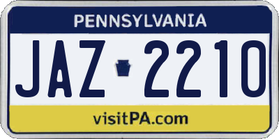 PA license plate JAZ2210