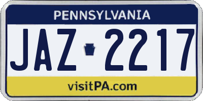 PA license plate JAZ2217