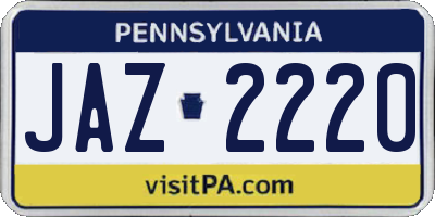 PA license plate JAZ2220