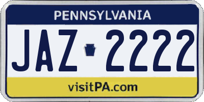 PA license plate JAZ2222